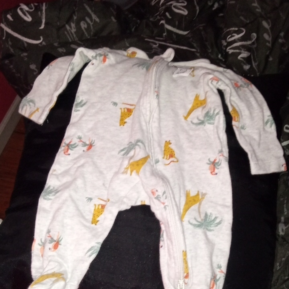 Carter's White Animal Print Footie